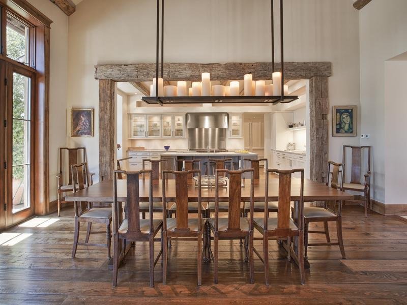 rustic wood dining room lighting