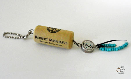 turquoise bead wine cork keychain