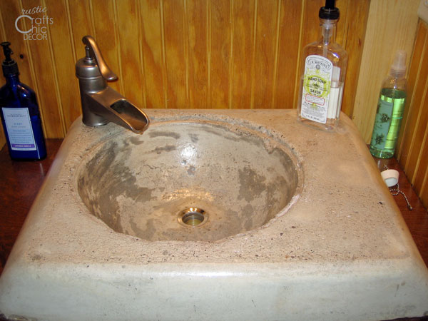 rustic cabin bathroom decor - concrete sink