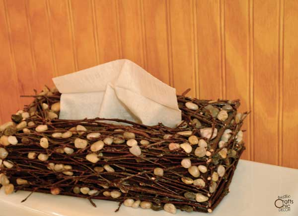 Sticks And Stones Rustic Tissue Box Cover Rustic Crafts DIY