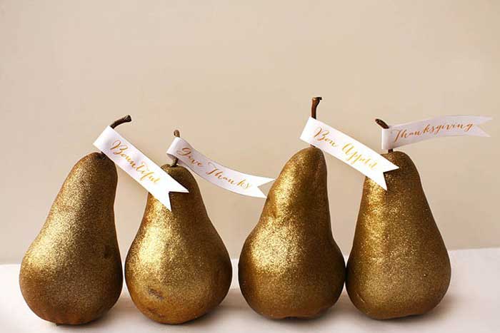 diy gilded pear place card holders
