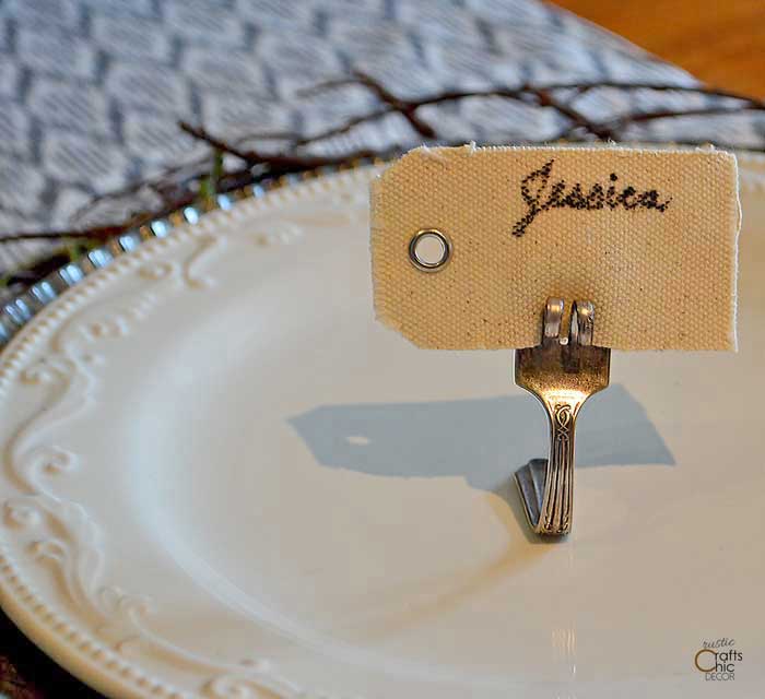 diy place card holders with vintage forks