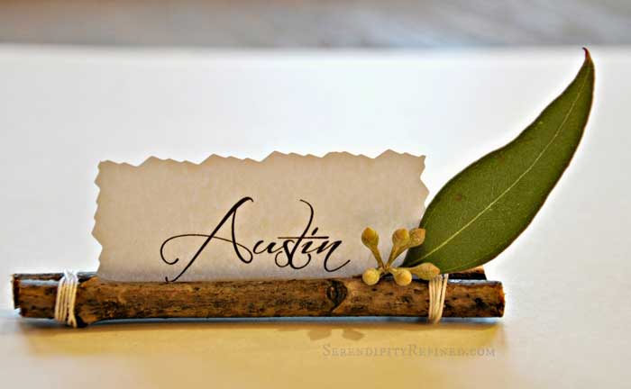 diy place card holders with twigs and twine