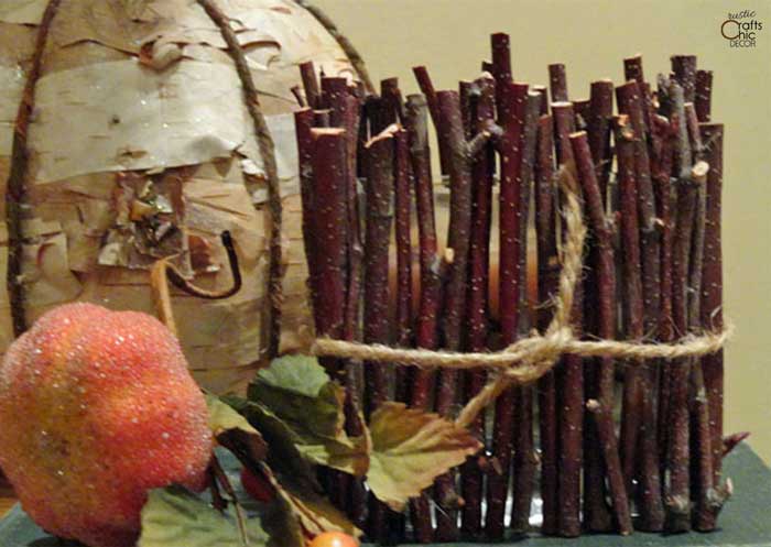 rustic birch crafts - birch branch candle holder