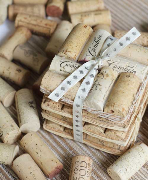 diy coaster made from wine corks