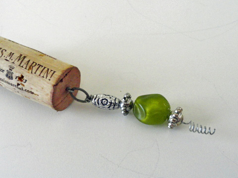  Green bead Wine cork keychain 