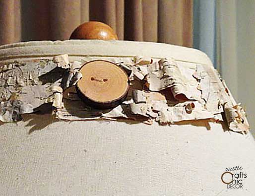birch bark and button diy lampshade
