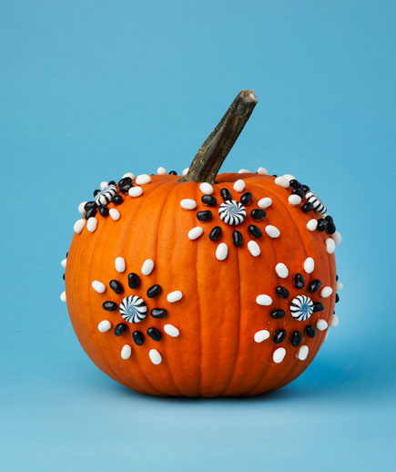 pumpkin decorated with candy
