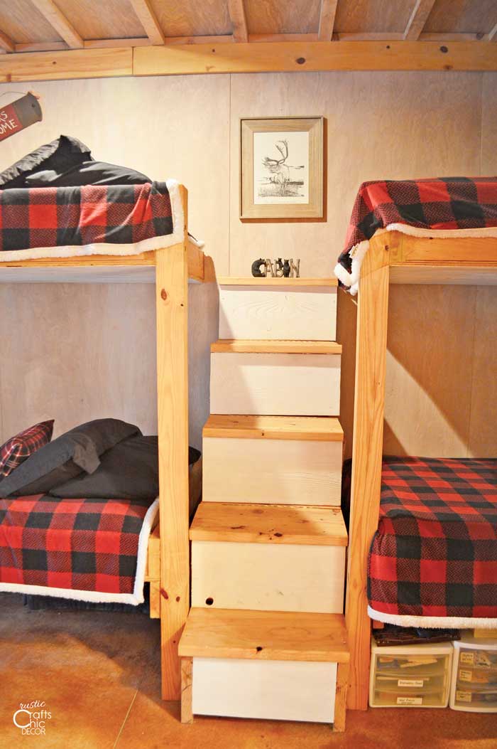 Diy Bunk Beds With Stairs Rustic, Hunting Camp Bunk Bed Plans