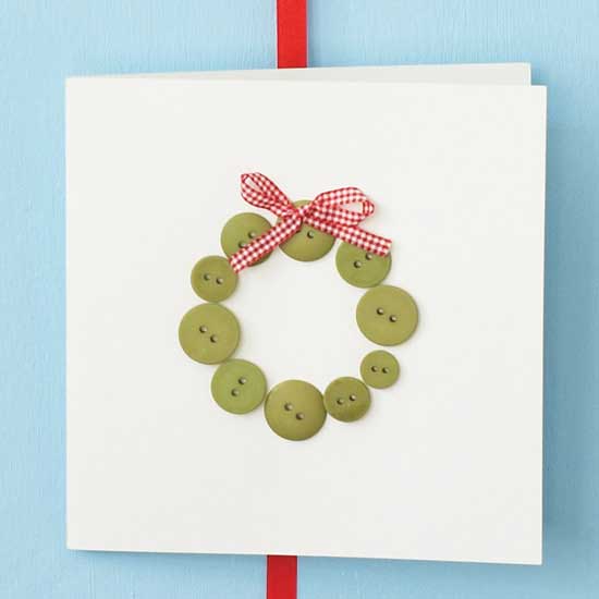 DIY button wreath Christmas card