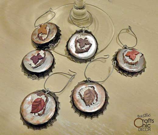 bottle cap wine glass charms