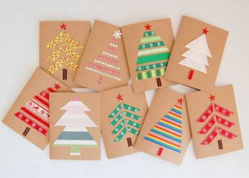 DIY Christmas cards - made with kraft paper and ribbon