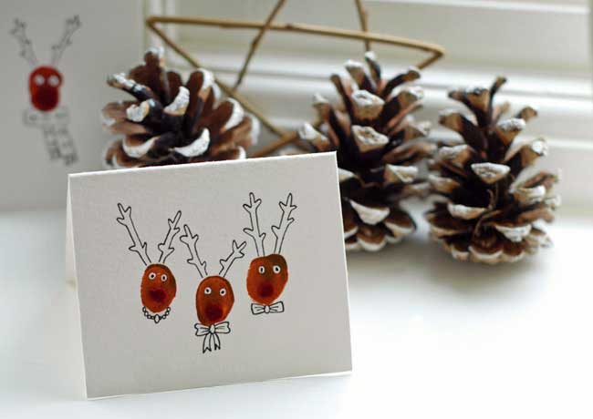 thumbprint reindeer DIY Christmas cards