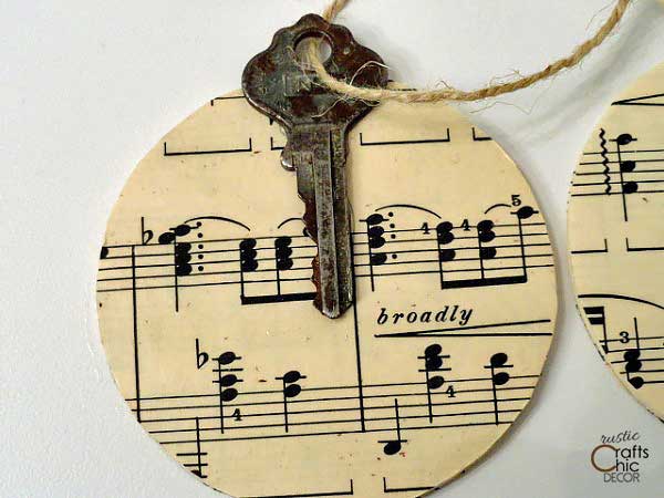 homemade vintage key Christmas ornament