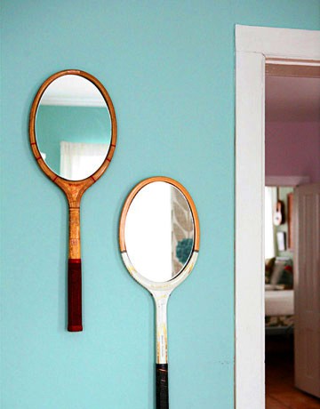unusual crafts - tennis racket mirror