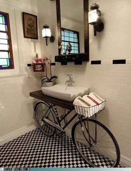 powder room ideas - a bicycle vanity