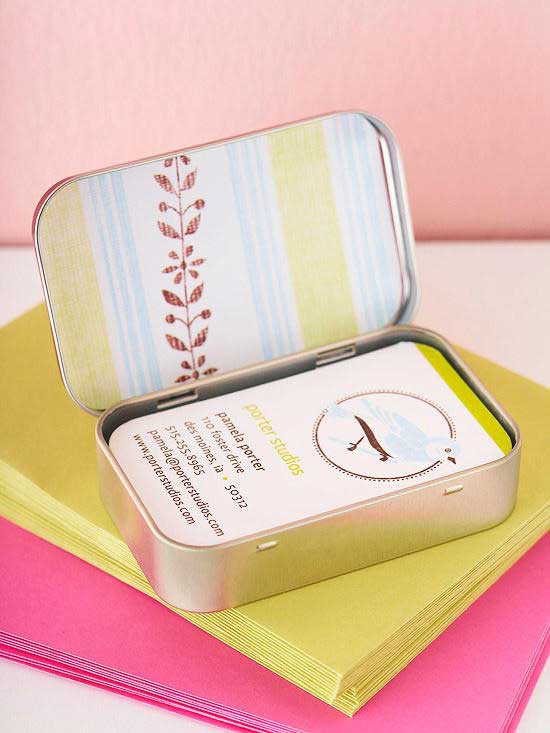 mint container business card holder