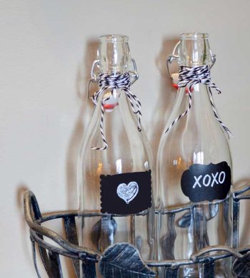 valentine crafts for adults - decorated glass water bottles