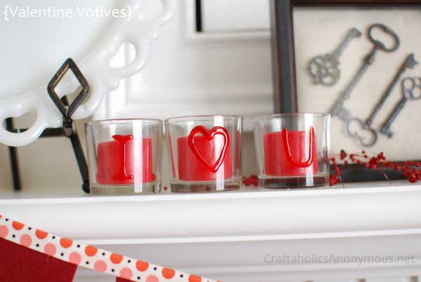 DIY valentine votive candle holders