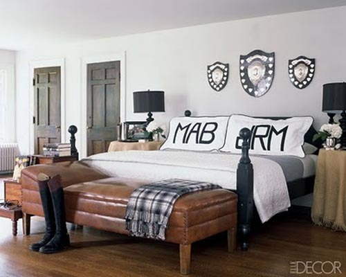 rustic bedroom in black and white