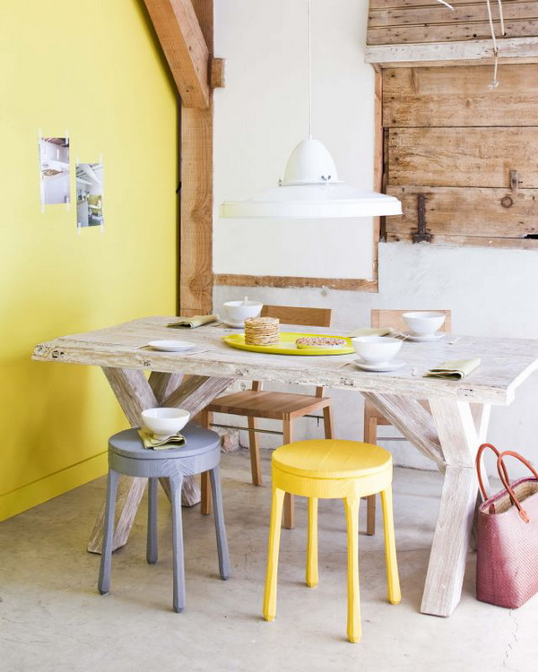 yellow with rustic touches