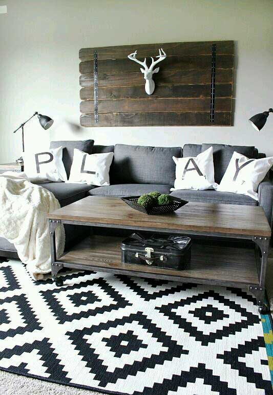 Rustic Crafts Chic Decor, Black And White Rug Living Room Ideas
