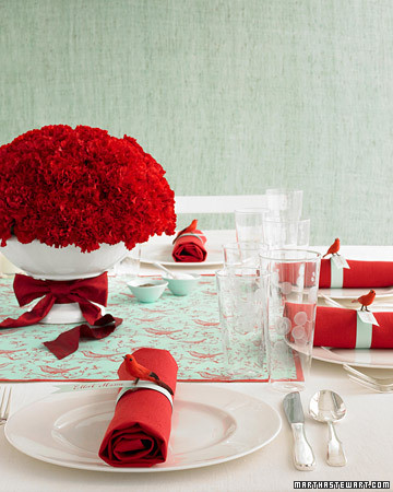 red and white table setting