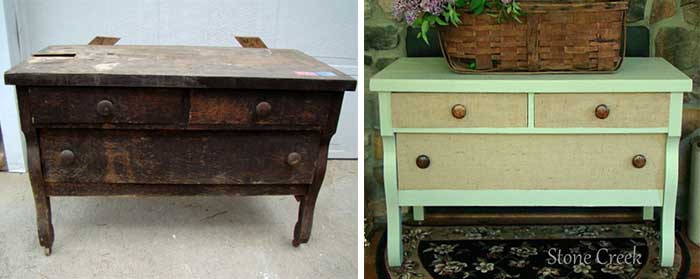 creative dresser makeovers - burlap and paint