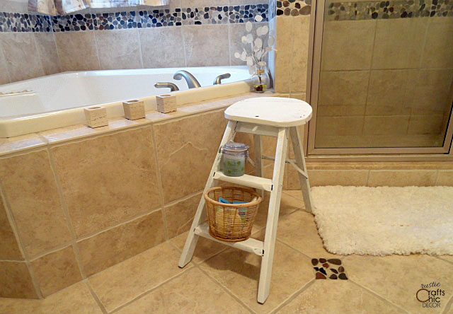 decorating with ladders - bathroom storage shelves