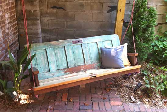 repurposed diy projects - vintage door porch swing