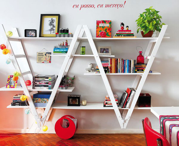 upside down ladder shelves