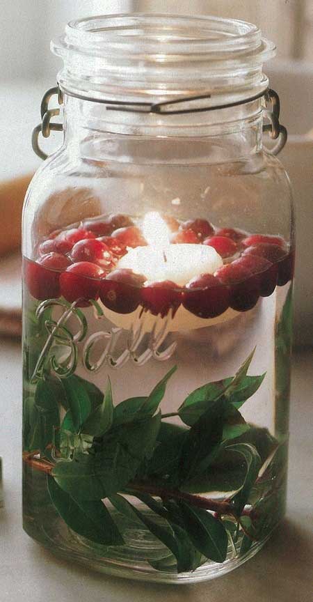 Christmas cranberry mason jar