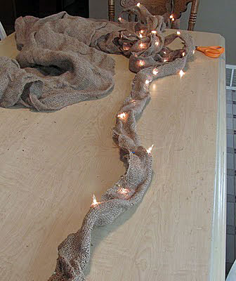 burlap and lights garland