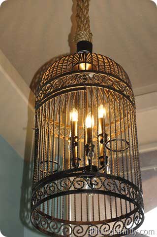 diy lighting ideas: bird cage chandelier