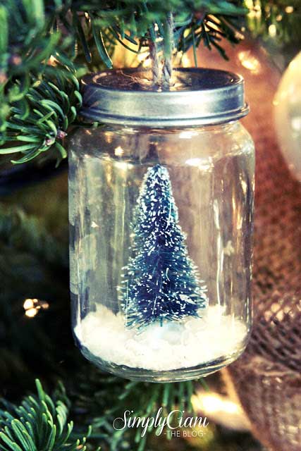 mason jar snow globe ornament