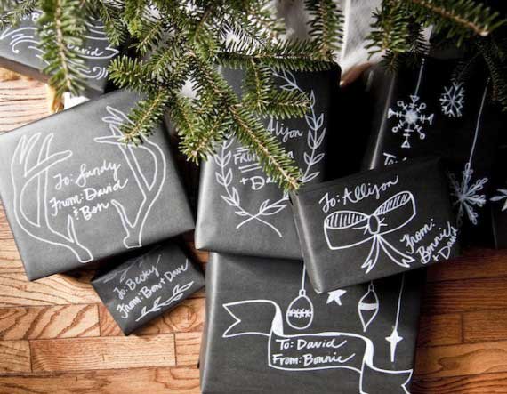 chalkboard paper gift wrap