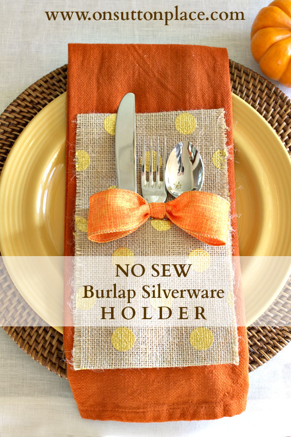 no sew burlap silverware holder