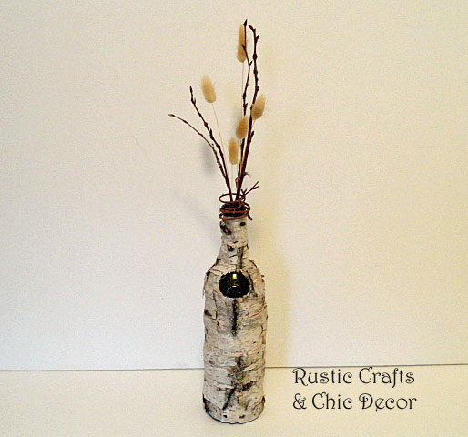 birch bark wine bottle vase by rustic-crafts.com