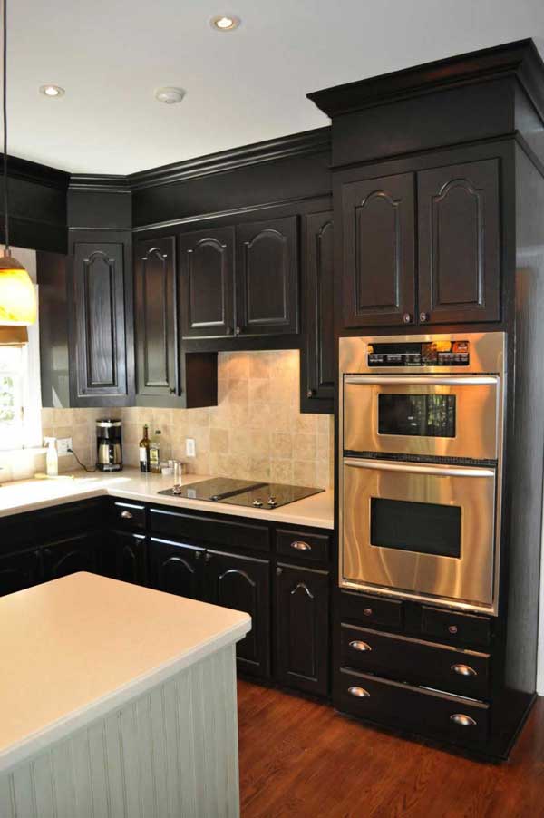 black painted kitchen cabinets