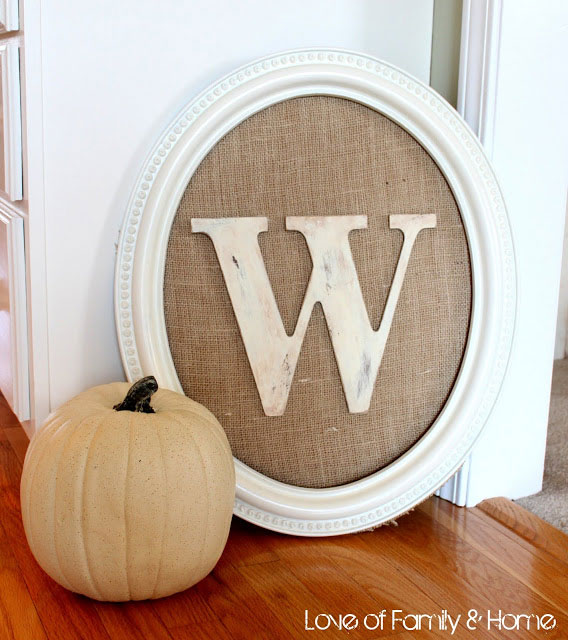 burlap framed monogram