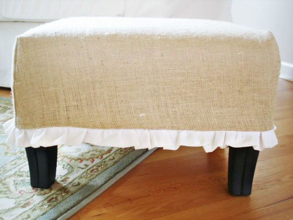 burlap ottoman slip cover