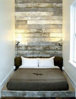 salvaged wood bedroom headboard wall