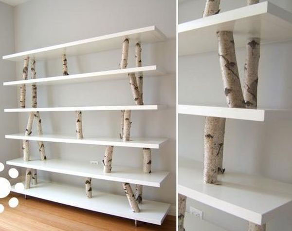 Unique DIY Shelving Ideas For Interior Decor Rustic Crafts DIY   DIY Birch Branch Shelves 