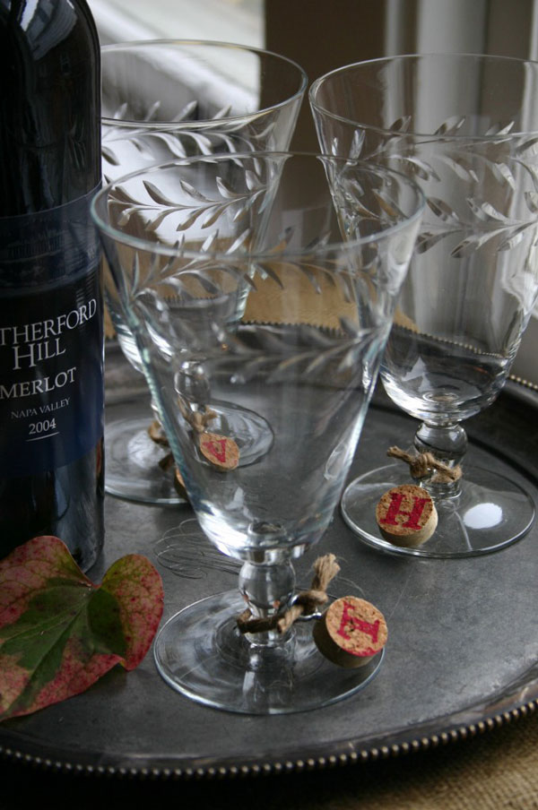 wine cork wine glass charms
