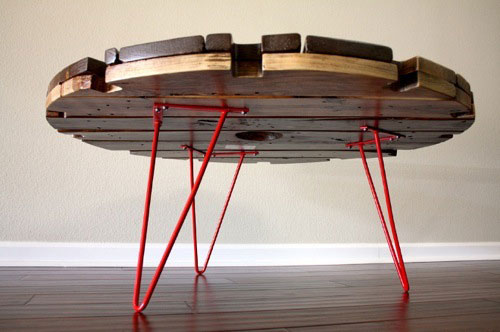 upcycled spool top table