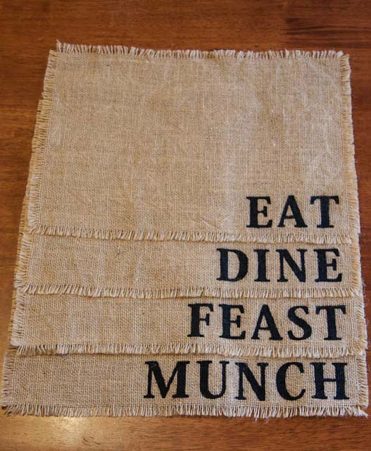 burlap stenciled placemats