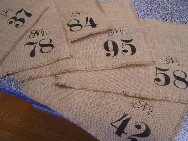 burlap stenciled placemat