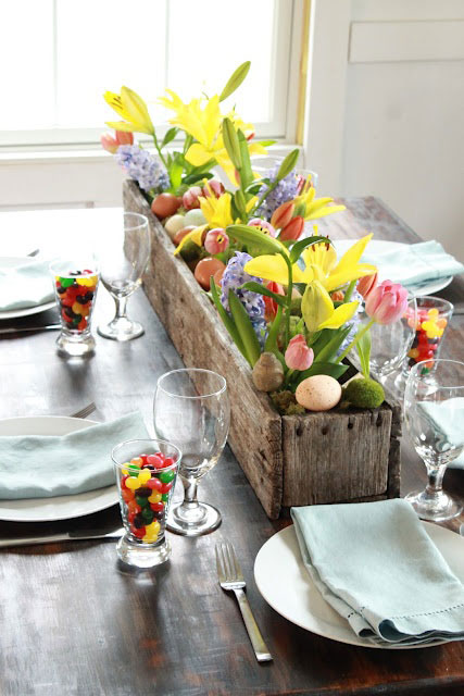 Easter flower box centerpiece