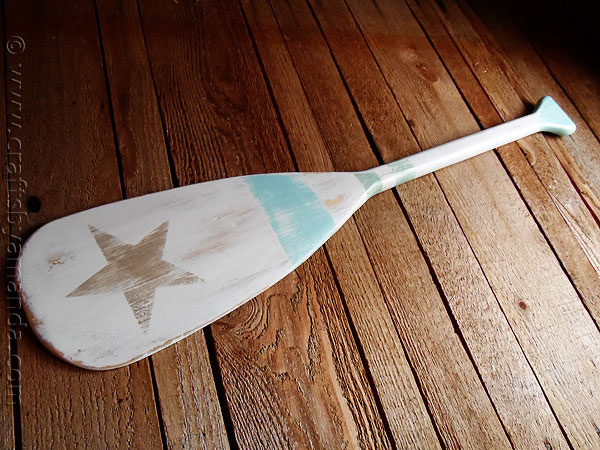 distressed painted boat oar