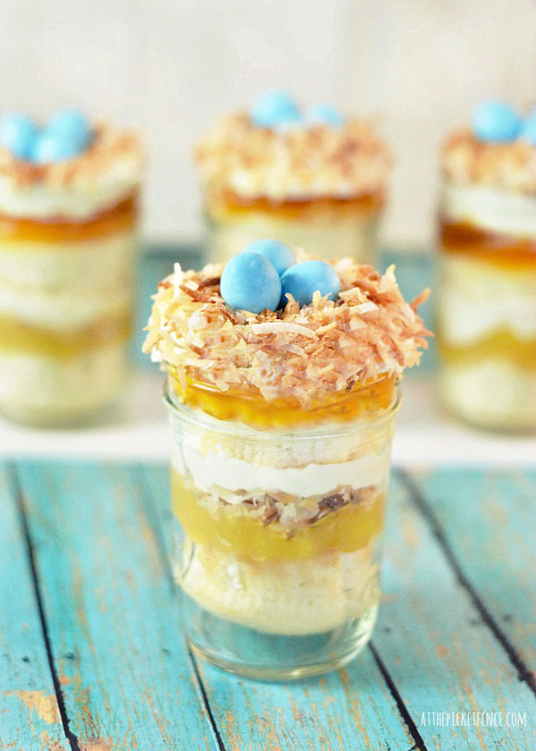 birds nest cupcakes in a jar